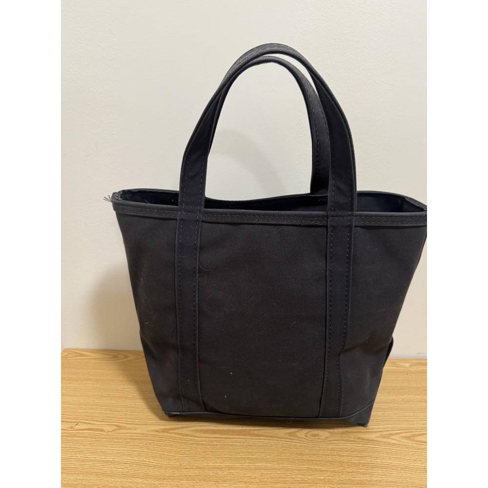 LL BEAN VINTAGE ALL BLACK BOAT TOTE BAG MADE IN THE USA - Picture 2 of 6